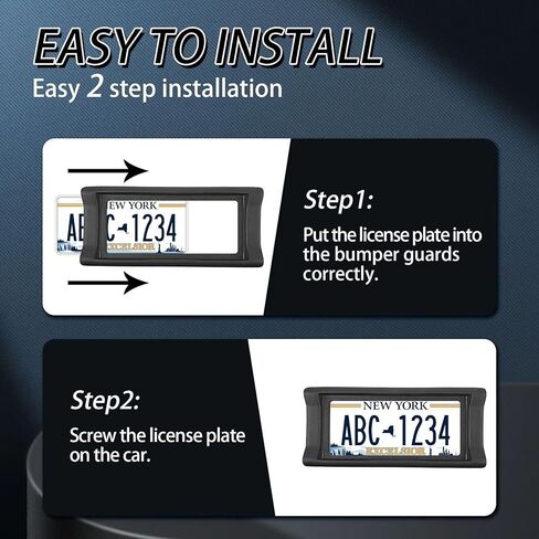 واقي ممتص الصدمات للوحة الترخيص الأمامية مع ملحقات التثبيت، واقي إطارات لوحة الترخيص المطاطية السميكة 2.3 بوصة، مناسب عالمي للشاحنات/السيارات/سيارات الدفع الرباعي، ملحقات الشاحنة/السيارة، أسود in Kuwait