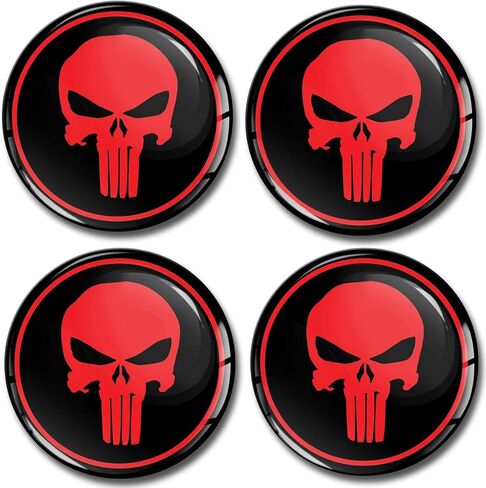 SkinoEu Set of 4 x 50 mm 3D Gel Stickers for Hub Caps,Wheel Center Cap Cover,Adhesive Skull Stickers A 350 in Saudi Arabia
