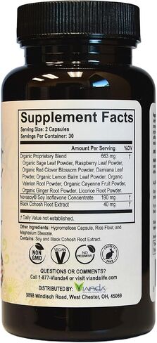 Hormone Balance & Menopause | Relief from Mood Swings, Hot Flashes, Night Sweats & Irritability - Isoflavones, Black Cohosh, Raspberry, Valerian, Sage, Red Clover, Lemon Balm - 60 Count (9) in Saudi Arabia