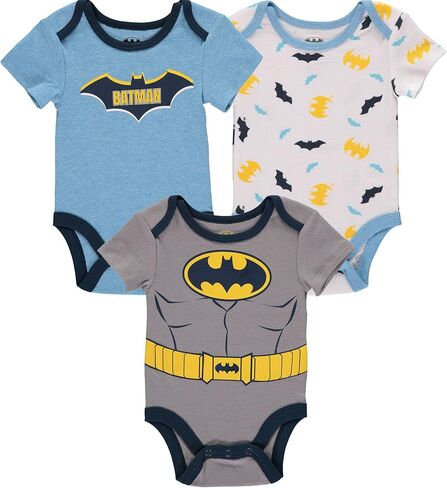 DC Comics Baby Boys Short-Sleeve Bodysuit Three Pack - Batman Baby Boy Clothes in Saudi Arabia
