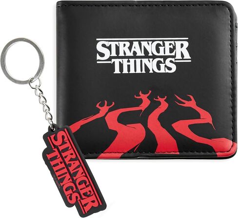 مجموعة محفظة بطاقات وحلقة مفاتيح من Stranger Things للبالغين والمراهقين والأطفال - فتحات للبطاقات وجيب لبطاقة الهوية - هدايا لها in Kuwait