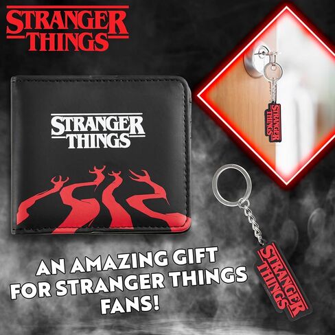 مجموعة محفظة بطاقات وحلقة مفاتيح من Stranger Things للبالغين والمراهقين والأطفال - فتحات للبطاقات وجيب لبطاقة الهوية - هدايا لها in Kuwait