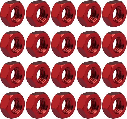 Hex Nut M2 M3 M4 M5 M6 Aluminum Alloy Lock Nut Full Screw Thread Bolt Cap for Drone, Toy, Model, DIY Part Pack of 20 (Red, M5) in Saudi Arabia