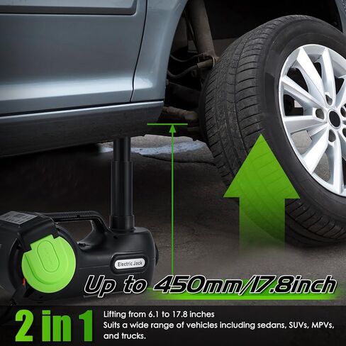 NEWTRY 5 طن مجموعة جاك السيارة الكهربائية 6.1-17.8 بوصة 12 فولت مفتاح كهربائي لتغيير الإطارات ومضخة نفخ الإطارات شاشة LCD لشاحنات سيدان SUV MPV in Kuwait