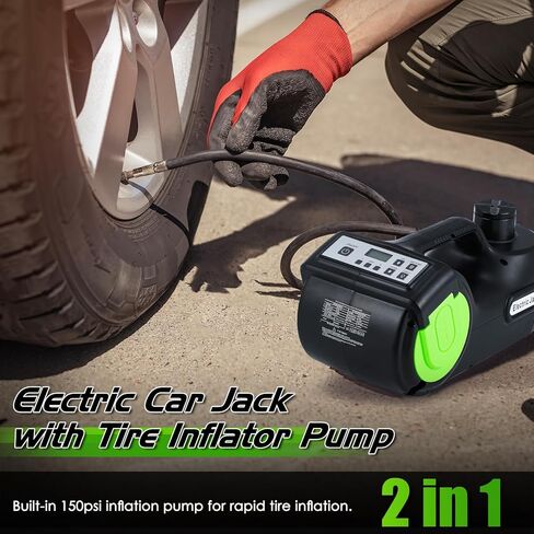NEWTRY 5 طن مجموعة جاك السيارة الكهربائية 6.1-17.8 بوصة 12 فولت مفتاح كهربائي لتغيير الإطارات ومضخة نفخ الإطارات شاشة LCD لشاحنات سيدان SUV MPV in Kuwait