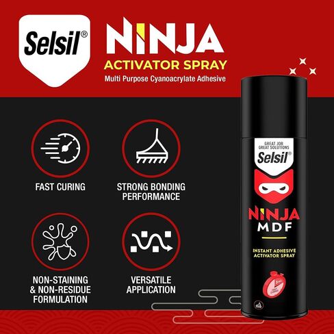 SELSIL Super Glue Accelerator Spray (6.76 fl oz) - Cyanoacrylate Glue Activator, Professional Fast Clear Adhesive Accelerators for Woodworking, Metal, Plastic, Indoor & Outdoor (1 Pack) in Saudi Arabia