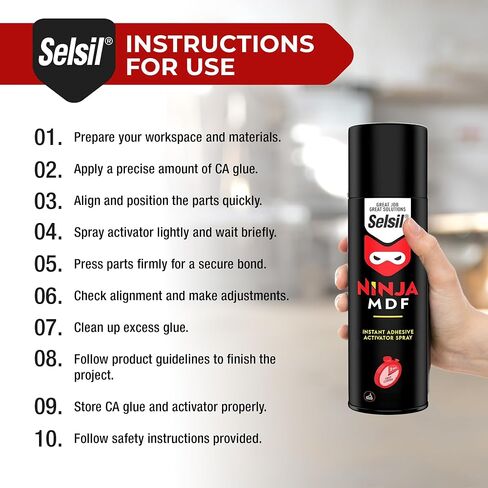 SELSIL Super Glue Accelerator Spray (6.76 fl oz) - Cyanoacrylate Glue Activator, Professional Fast Clear Adhesive Accelerators for Woodworking, Metal, Plastic, Indoor & Outdoor (1 Pack) in Saudi Arabia