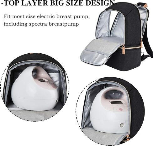 Breast Pump Bag Backpack - Cooler and Moistureproof Bag Double Layer for Mother Outdoor Working Backpack, Fit Most Size Breast Pump Large (Black) in Saudi Arabia
