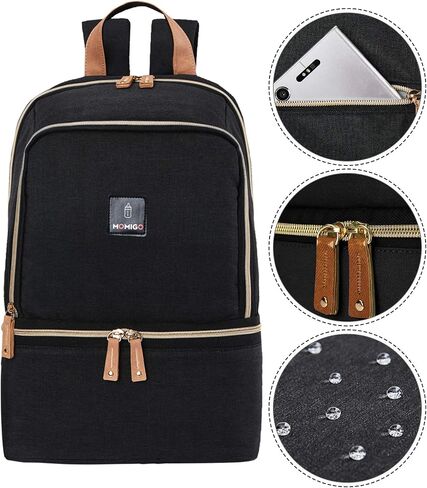 Breast Pump Bag Backpack - Cooler and Moistureproof Bag Double Layer for Mother Outdoor Working Backpack, Fit Most Size Breast Pump Large (Black) in Saudi Arabia