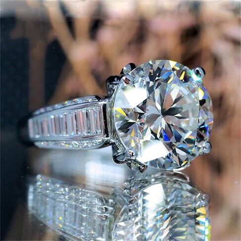 925 Sterling Silver Shiny Full Diamond Gemstone Ring Cubic Zirconia Rings 5 Carat CZ Diamond Multi Row Ring Eternity Engagement Wedding Band Ring For Women in Saudi Arabia