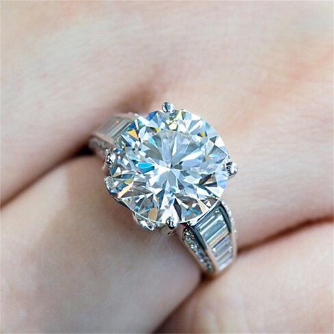925 Sterling Silver Shiny Full Diamond Gemstone Ring Cubic Zirconia Rings 5 Carat CZ Diamond Multi Row Ring Eternity Engagement Wedding Band Ring For Women in Saudi Arabia