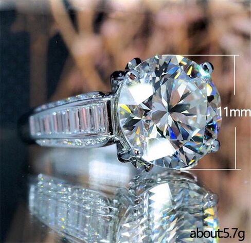 925 Sterling Silver Shiny Full Diamond Gemstone Ring Cubic Zirconia Rings 5 Carat CZ Diamond Multi Row Ring Eternity Engagement Wedding Band Ring For Women in Saudi Arabia