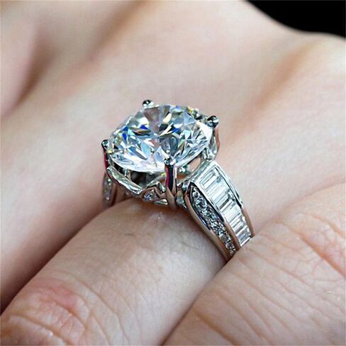 925 Sterling Silver Shiny Full Diamond Gemstone Ring Cubic Zirconia Rings 5 Carat CZ Diamond Multi Row Ring Eternity Engagement Wedding Band Ring For Women in Saudi Arabia