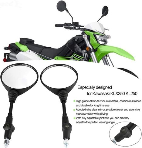 KIMISS 2Pcs Motorcycle Modified Folding Rearview Mirror Round Side Mirrors for Kawasaki KLX250 KL250 retrovisor moto plegable in Saudi Arabia