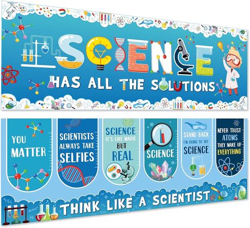 2 Pcs Science Welcome Banners 13.8x38.6 Inch Scientist Banner Science Paper Banner School Science Decor for School Classroom Party Celebration Decor in Saudi Arabia