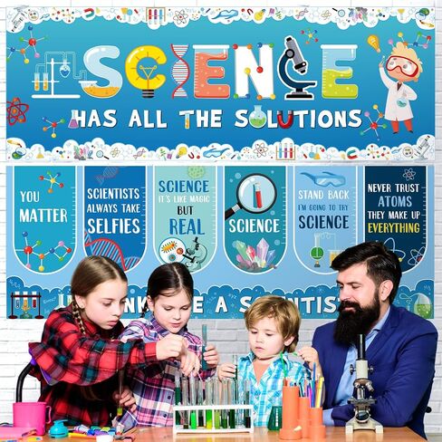 2 Pcs Science Welcome Banners 13.8x38.6 Inch Scientist Banner Science Paper Banner School Science Decor for School Classroom Party Celebration Decor in Saudi Arabia