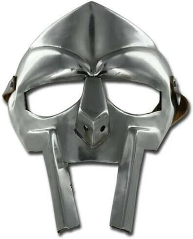 قناع وجه مصارع من القرون الوسطى MF Doom Mad-villain 18 جرام من الفولاذ الطري درع للوجه طبق الأصل مصنوع يدويًا للعب الأدوار والكوسبلاي in Saudi Arabia