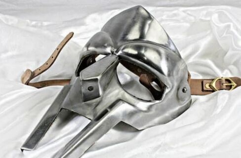 قناع وجه مصارع من القرون الوسطى MF Doom Mad-villain 18 جرام من الفولاذ الطري درع للوجه طبق الأصل مصنوع يدويًا للعب الأدوار والكوسبلاي in Saudi Arabia