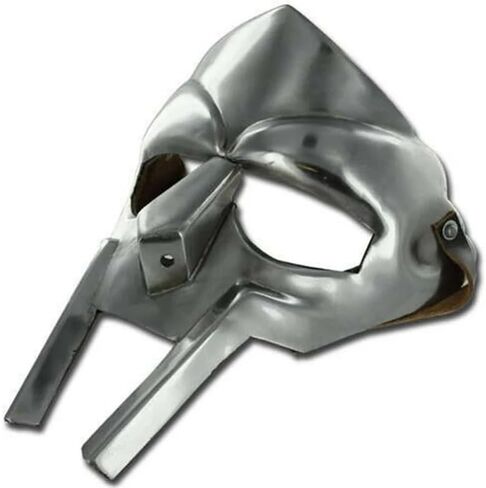 قناع وجه مصارع من القرون الوسطى MF Doom Mad-villain 18 جرام من الفولاذ الطري درع للوجه طبق الأصل مصنوع يدويًا للعب الأدوار والكوسبلاي in Saudi Arabia