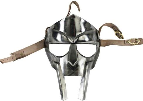 قناع وجه مصارع من القرون الوسطى MF Doom Mad-villain 18 جرام من الفولاذ الطري درع للوجه طبق الأصل مصنوع يدويًا للعب الأدوار والكوسبلاي in Saudi Arabia