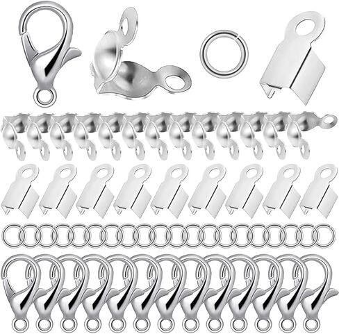 1400PCS Jewelry Making Accessories Set with 300 Bead Crimp Covers, 400 Fold Over Cord End Caps, 500 Open Jump Rings and 200 Lobster Claw Clasps DIY Jewelry Making Supplies Bracelets (Gold) in Saudi Arabia