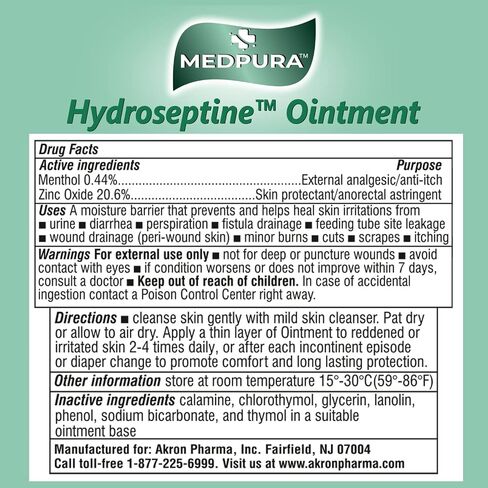 Hydroseptine Ointment 3.53 oz (100g) by MEDPURA Made in USA Compare to The Active Ingredients in Calmoseptine Ointment in Saudi Arabia