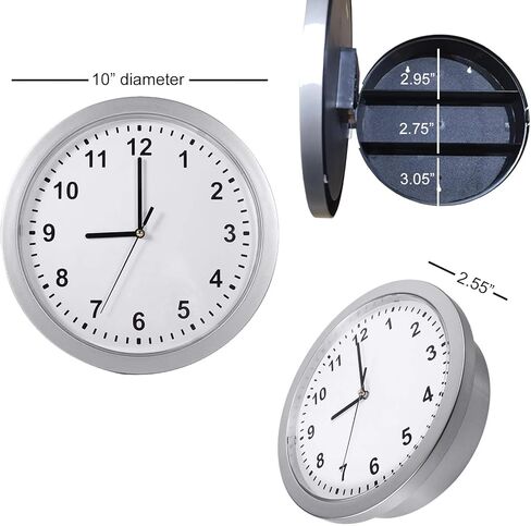 Wall Clock with Hidden Safe, 10 inch Plastic Secret Safe Wall Clock for Living Room Decor, Vintage Decor Clock Diversion Safe with Hidden Compartment, Cool Stuff for Your Room (Gold) in Kuwait