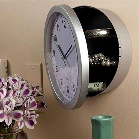 Wall Clock with Hidden Safe, 10 inch Plastic Secret Safe Wall Clock for Living Room Decor, Vintage Decor Clock Diversion Safe with Hidden Compartment, Cool Stuff for Your Room (Gold) in Kuwait