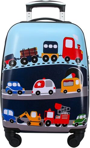 حقائب سفر للأطفال بعجلات دوارة للأولاد والبنات تحمل حقيبة سفر صلبة وعربة سفر للأطفال الصغار هدية (فتحة) in Kuwait