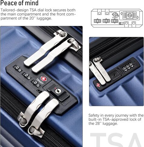 قطعة حقيبة أمتعة من Coolife يمكن حملها على الجانب الصلب ABS + PC عربة أمتعة بدوارة TSA قفل بمنفذ USB ومقصورة جيب in Kuwait