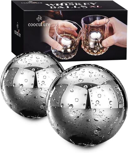 Whiskey Balls Set of 4 Reusable Stainless Steel Metal Ice Sphere Cubes Beverage Chilling Rocks Whiskey Stones Gifts for Men Him Husband from Wife in Saudi Arabia