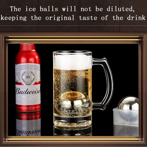 Whiskey Balls Set of 4 Reusable Stainless Steel Metal Ice Sphere Cubes Beverage Chilling Rocks Whiskey Stones Gifts for Men Him Husband from Wife in Saudi Arabia