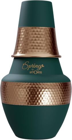 Spring Pure Copper Water Bottle with Flip top Shaker Lid, Premium Silicone Rubberised Coating (750 Ml) Black, Pack of 1 Bottle (Gold Black 750) in Saudi Arabia