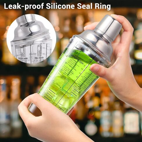 Cocktail Shaker Set, Ohuhu 17-Piece Bartender Kit Bar Tool Set with Acrylic Stand Premium Soda-Lime Glass Drink Shaker with All Bar Accessories for Beginners Home Bar Parties Mothers Day Gifts in Kuwait