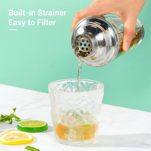 Cocktail Shaker Set, Ohuhu 17-Piece Bartender Kit Bar Tool Set with Acrylic Stand Premium Soda-Lime Glass Drink Shaker with All Bar Accessories for Beginners Home Bar Parties Mothers Day Gifts in Kuwait