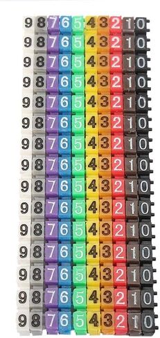 Akozon C Shape Coded Clip on Plastic Cable Identification Wire Cord Cable Marker Digital Number Tube Wire Label Colorful (1.5mm²) in Saudi Arabia