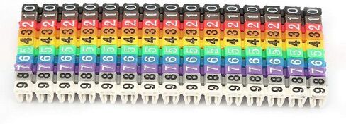 Akozon C Shape Coded Clip on Plastic Cable Identification Wire Cord Cable Marker Digital Number Tube Wire Label Colorful (1.5mm²) in Saudi Arabia