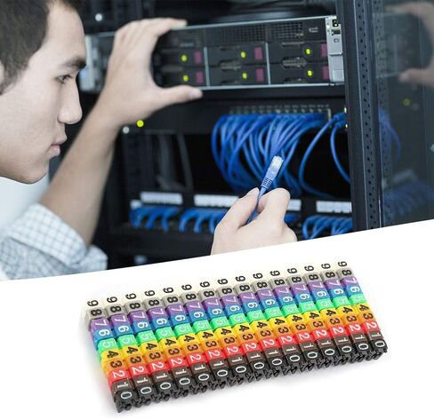 Akozon C Shape Coded Clip on Plastic Cable Identification Wire Cord Cable Marker Digital Number Tube Wire Label Colorful (1.5mm²) in Saudi Arabia