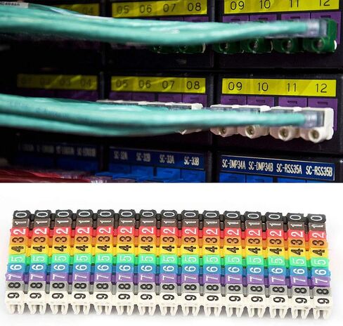 Akozon C Shape Coded Clip on Plastic Cable Identification Wire Cord Cable Marker Digital Number Tube Wire Label Colorful (1.5mm²) in Saudi Arabia
