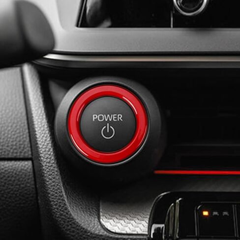 غطاء زر إيقاف التشغيل بالضغط من Auovo متوافق مع ملحقات Toyota Prius 2023 2024 Prius Prime من سبائك الألومنيوم، زر التشغيل بالضغط على الحلقة الخارجية، زخرفة داخلية قطعة واحدة (أزرق) in Saudi Arabia