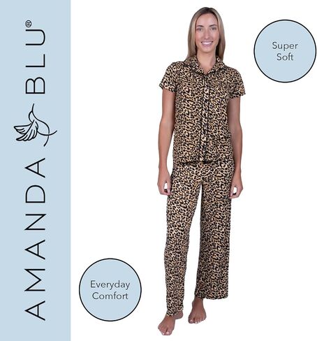 Women’s 2-Piece Classic Pajama Set | Super Soft Top & Pants Sleep & Loungewear Set | Gifts for Women in Saudi Arabia