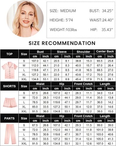 Ekouaer Silk Satin Pajama Set for Women Soft Short Sleeve Button Down Pj Sets 3 Piece Sleepwear Loungewear S-XXL in Saudi Arabia