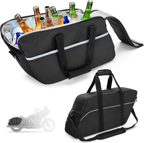 مبرد حقيبة السرج للدراجات النارية، حقيبة تبريد للدراجات النارية للسفر متوافقة مع حقيبة هارلي ديفيدسون 2014-2022 بجولة صلبة، منظم تبريد جانبي للطعام أو الشراب معزول، حقيبة واحدة in Kuwait