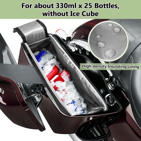 مبرد حقيبة السرج للدراجات النارية، حقيبة تبريد للدراجات النارية للسفر متوافقة مع حقيبة هارلي ديفيدسون 2014-2022 بجولة صلبة، منظم تبريد جانبي للطعام أو الشراب معزول، حقيبة واحدة in Kuwait