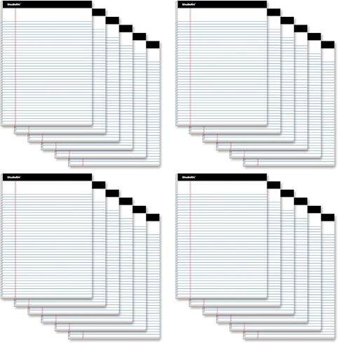 Legal Pad WHITE (24pk 8.5 x 11 NARROW RULED) 50 Sheets of 58GSM Paper per Notepad, Micro Perforated Writing Pad, Notebook Paper for School, College, Office, Business in Saudi Arabia