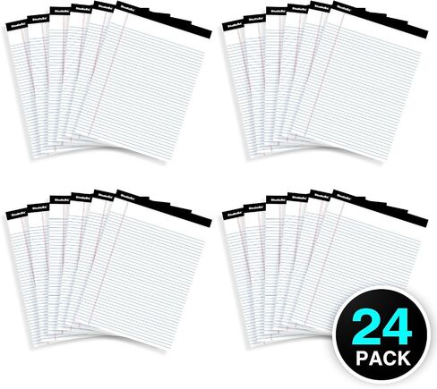 Legal Pad WHITE (24pk 8.5 x 11 NARROW RULED) 50 Sheets of 58GSM Paper per Notepad, Micro Perforated Writing Pad, Notebook Paper for School, College, Office, Business in Saudi Arabia