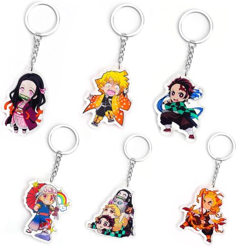 Cute Anime Keychain（6 Pcs） Wallets Backpack Scary Decorations Accessories Gifts Cartoon Skull Horror Movie Keychain Decor Merch Christmas Stuff for Teens in Saudi Arabia