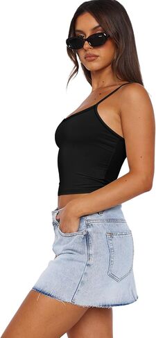 WIHOLL Womens Tank Tops Fashion Summer Crop Tops 2024 Scoop Neck Slim Fit Camisoles Y2k Clothes Going Out Tops 2 Pack/3 Pack in Saudi Arabia