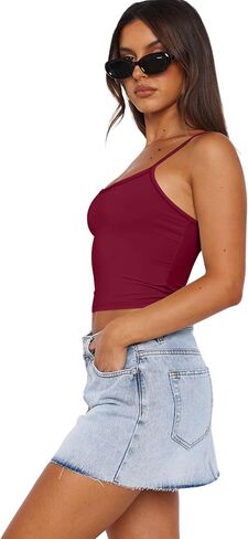 WIHOLL Womens Tank Tops Fashion Summer Crop Tops 2024 Scoop Neck Slim Fit Camisoles Y2k Clothes Going Out Tops 2 Pack/3 Pack in Saudi Arabia