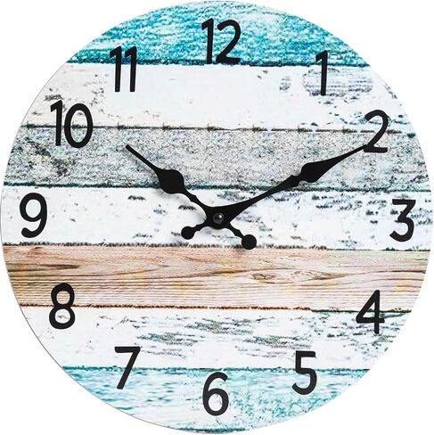 Wall Clock, Coastal Blue Wall Clocks Battery Operated Silent Non-Ticking, Small Nautical Rustic Quite Clocks for Living Room, Kitchen, Bedroom, Home (10 Inch) in Saudi Arabia